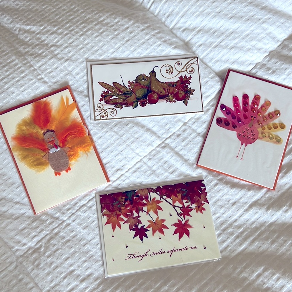 Four Beautiful Papyrus Thanksgiving Cards - NWT